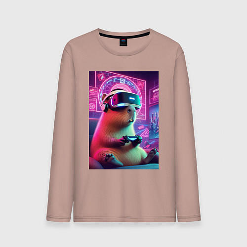 Мужской лонгслив Каппи в виртуальном шлеме / Пыльно-розовый – фото 1
