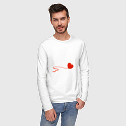 Лонгслив хлопковый мужской Клубок сердечком, цвет: белый — фото 2