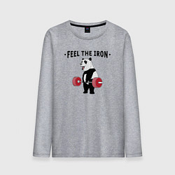 Лонгслив хлопковый мужской Почувствуй железо - панда бодибилдер, цвет: меланж