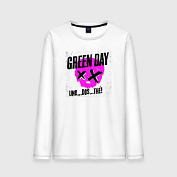 Лонгслив хлопковый мужской Green Day uno dos tre, цвет: белый