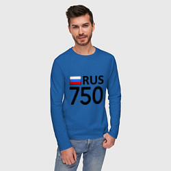 Лонгслив хлопковый мужской RUS 750 цвета синий — фото 2