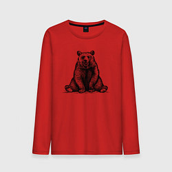 Лонгслив хлопковый мужской Медведь веселый, цвет: красный