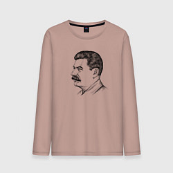 Лонгслив хлопковый мужской Сталин в профиль, цвет: пыльно-розовый