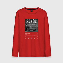 Лонгслив хлопковый мужской Back in black - AC DC, цвет: красный