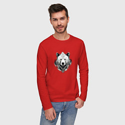 Лонгслив хлопковый мужской Геометрический медведь, цвет: красный — фото 2