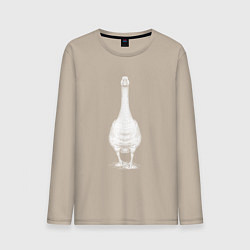 Лонгслив хлопковый мужской Гусь белый, цвет: миндальный