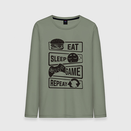 Мужской лонгслив Есть спать играть / Авокадо – фото 1