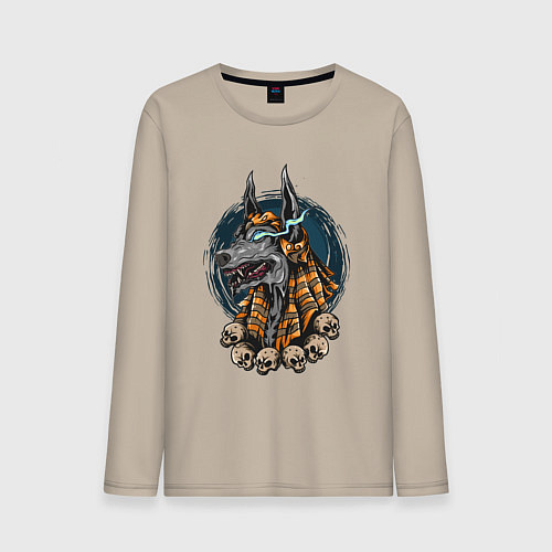 Мужской лонгслив Анубис и черепа / Миндальный – фото 1