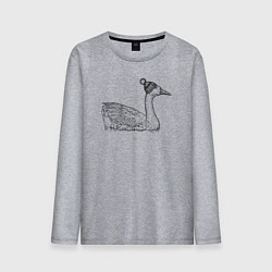 Лонгслив хлопковый мужской Утка в шапке, цвет: меланж