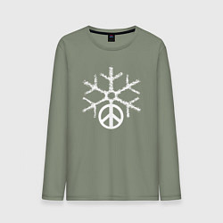Лонгслив хлопковый мужской Peace snow, цвет: авокадо
