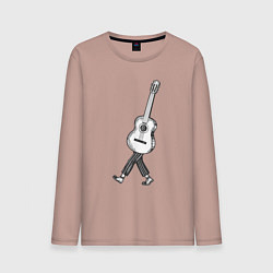 Лонгслив хлопковый мужской Человек гитара, цвет: пыльно-розовый