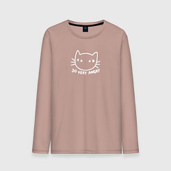 Лонгслив хлопковый мужской So very angry cat, цвет: пыльно-розовый