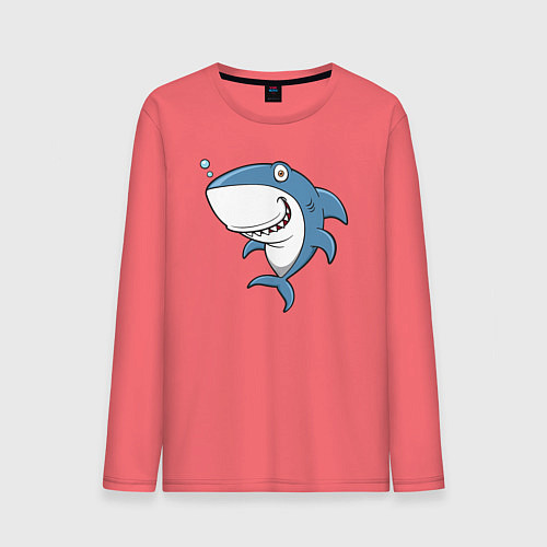 Мужской лонгслив Cute shark / Коралловый – фото 1