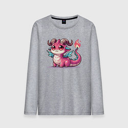 Лонгслив хлопковый мужской Милый розовый дракончик, цвет: меланж