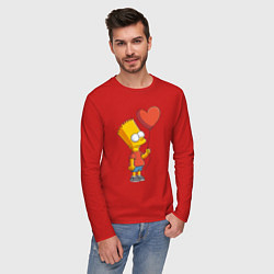 Лонгслив хлопковый мужской Барт Симпсон с шариком, цвет: красный — фото 2