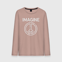 Лонгслив хлопковый мужской Imagine peace, цвет: пыльно-розовый