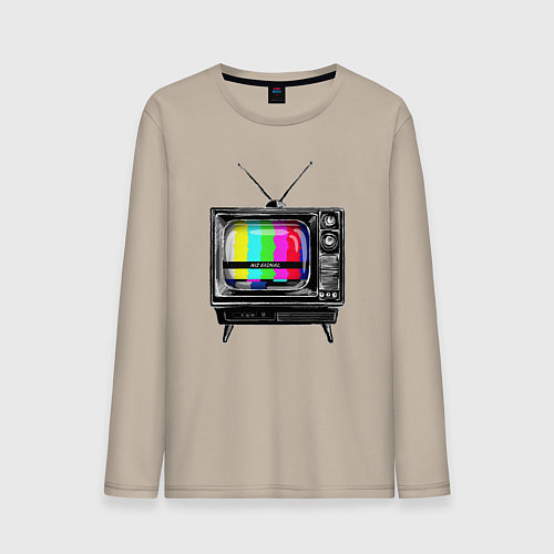 Мужской лонгслив Старый телевизор no signal / Миндальный – фото 1