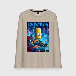 Лонгслив хлопковый мужской Cyber Bart Simpson - esport, цвет: миндальный