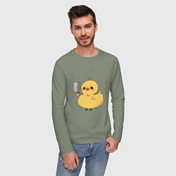 Лонгслив хлопковый мужской Утёнок с ножиком, цвет: авокадо — фото 2