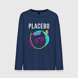 Лонгслив хлопковый мужской Placebo rock star cat, цвет: тёмно-синий