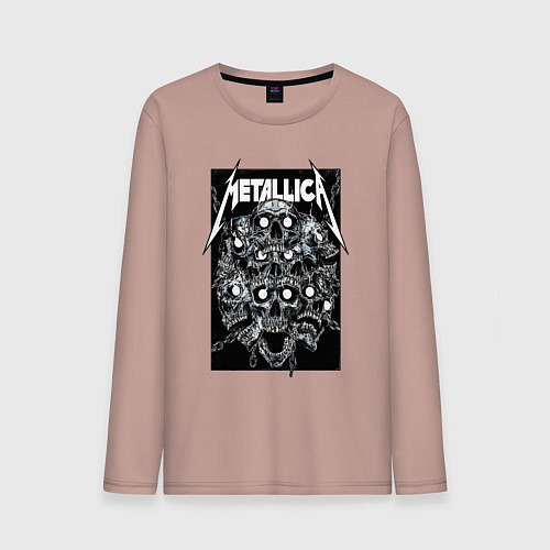 Мужской лонгслив Metallica - skulls / Пыльно-розовый – фото 1