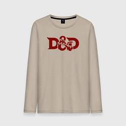 Лонгслив хлопковый мужской Днд дракон лого, цвет: миндальный
