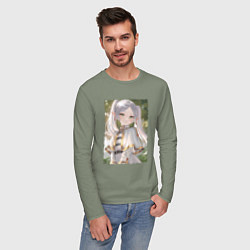 Лонгслив хлопковый мужской Sweet Frieren, цвет: авокадо — фото 2