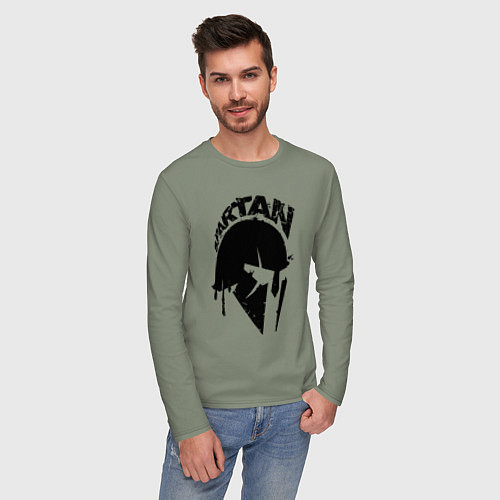 Мужской лонгслив Спартанец - шлем / Авокадо – фото 3