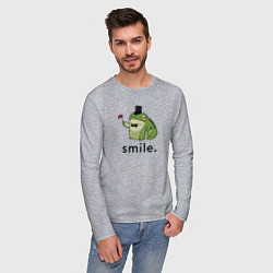 Лонгслив хлопковый мужской Лягушка - smile, цвет: меланж — фото 2