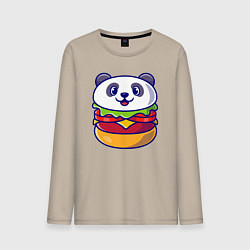 Лонгслив хлопковый мужской Панда бургер, цвет: миндальный