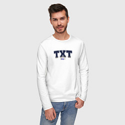 Лонгслив хлопковый мужской TXT k-stars, цвет: белый — фото 2