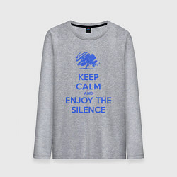 Лонгслив хлопковый мужской Keep calm and enjoy the silence, цвет: меланж