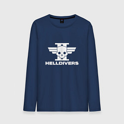 Лонгслив хлопковый мужской Helldivers 2: Logo, цвет: тёмно-синий