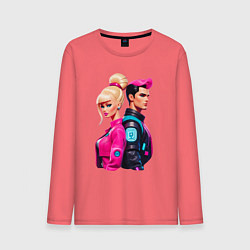 Лонгслив хлопковый мужской Ken and Barbie - ai art, цвет: коралловый