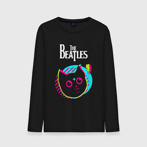 Мужской лонгслив The Beatles rock star cat / Черный – фото 1