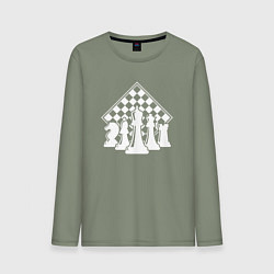 Лонгслив хлопковый мужской Фигуры шахмат, цвет: авокадо