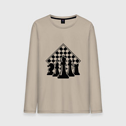 Лонгслив хлопковый мужской The chessboard, цвет: миндальный