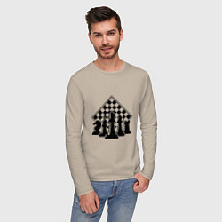 Лонгслив хлопковый мужской The chessboard, цвет: миндальный — фото 2