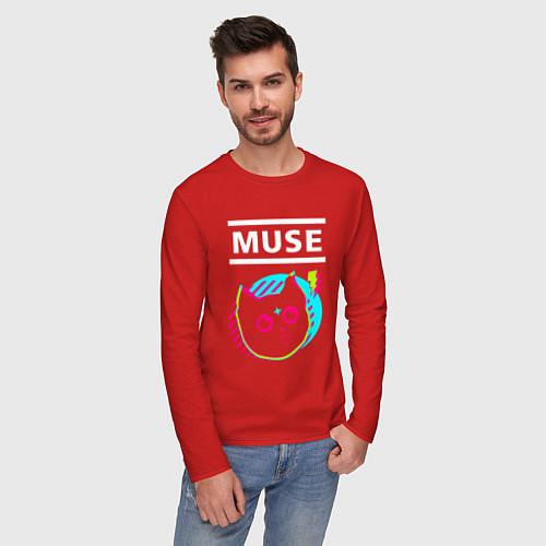Мужской лонгслив Muse rock star cat / Красный – фото 3