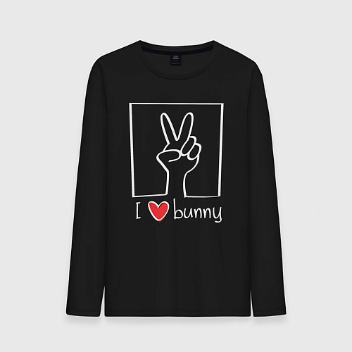 Мужской лонгслив I love bunny / Черный – фото 1