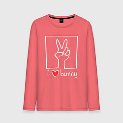 Лонгслив хлопковый мужской I love bunny, цвет: коралловый