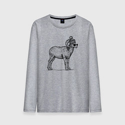 Лонгслив хлопковый мужской Баран в шапке с помпоном, цвет: меланж