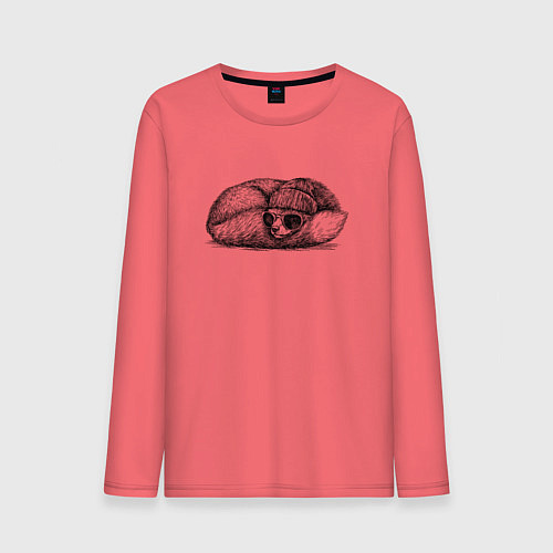 Мужской лонгслив Стильная лиса на отдыхе / Коралловый – фото 1