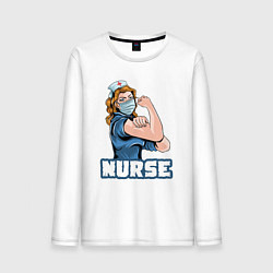 Лонгслив хлопковый мужской Good nurse, цвет: белый