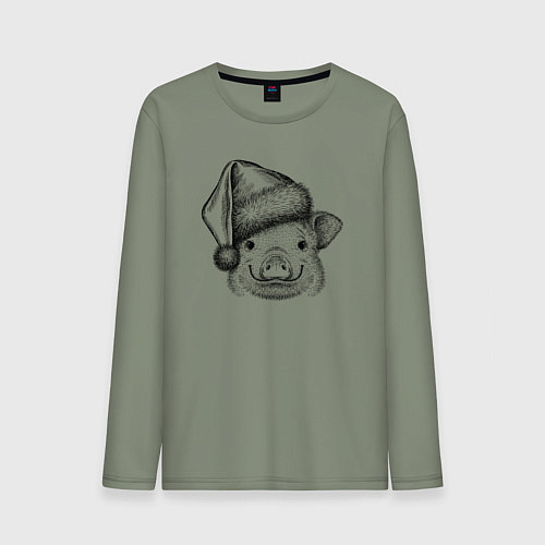 Мужской лонгслив Поросенок новогодний / Авокадо – фото 1