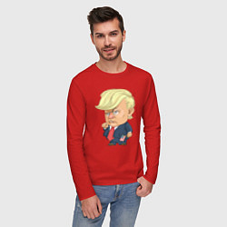 Лонгслив хлопковый мужской Мистер Трамп, цвет: красный — фото 2