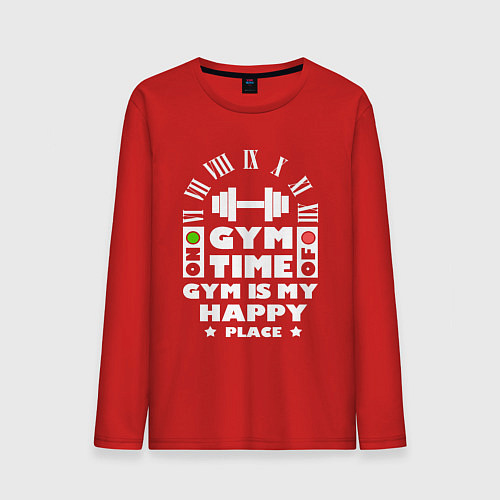 Мужской лонгслив Время спортзала / Красный – фото 1