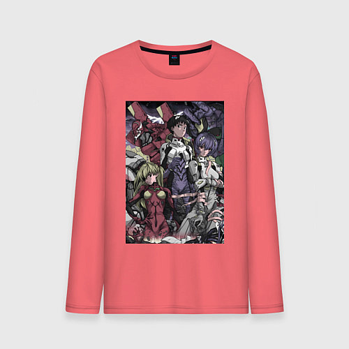 Мужской лонгслив Евангелион Аска Лэнгли Сорью / Коралловый – фото 1