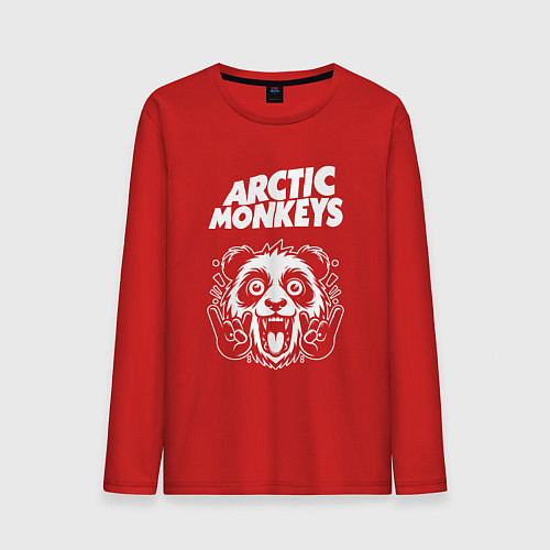 Мужской лонгслив Arctic Monkeys rock panda / Красный – фото 1