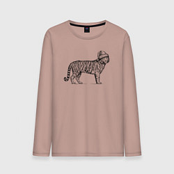 Лонгслив хлопковый мужской Тигр новогодний, цвет: пыльно-розовый